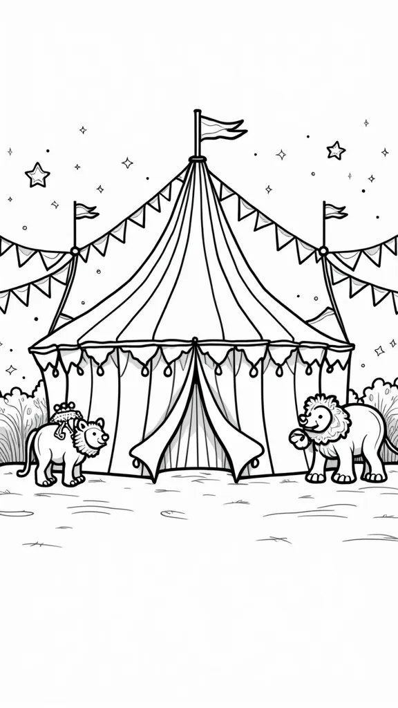 coloring page circus tent